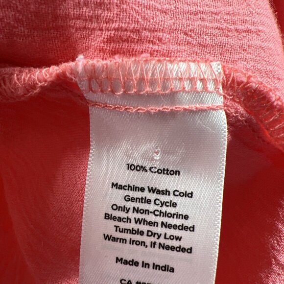 Talbots Women's Blouse Size Large 100% Cotton Coral Roll Tab Long Sleeve Gauzy - Picture 7 of 8